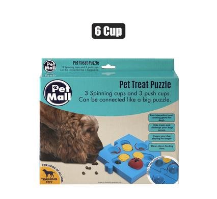 Pet dog toy treat puzzle 6 cup 27cm asst