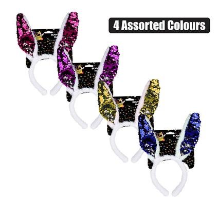 Easter bunny sequins ear headband asstd