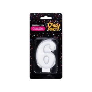 Candle birthday single number-6 silver