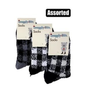 Socks adult fluffy check design asstd