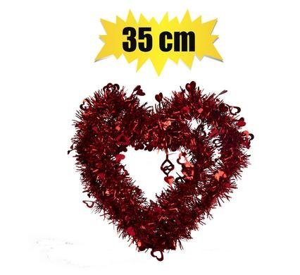 Orn occasion love tinsel heart 30x28cm